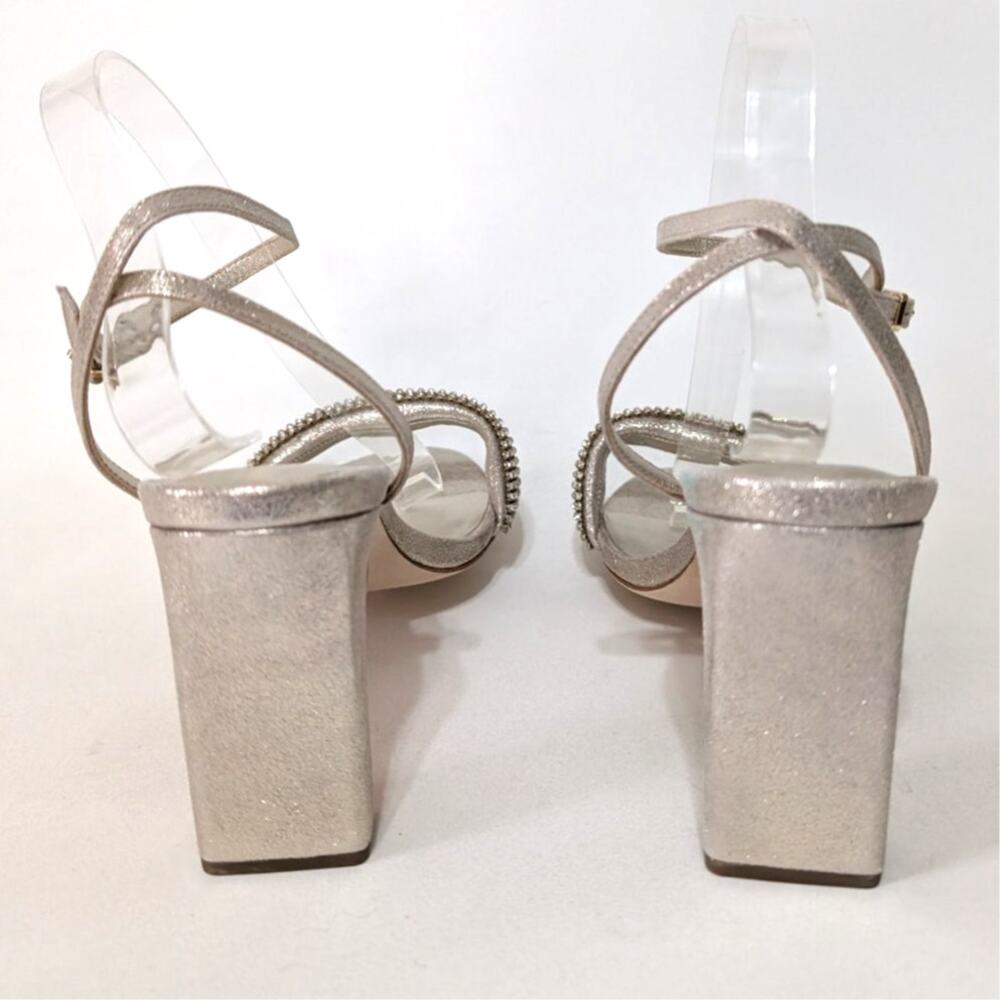 Loeffler Randall Shay Rhinestone Ankle Strap Sandals Heels Metallic Size 11 - Picture 7 of 13
